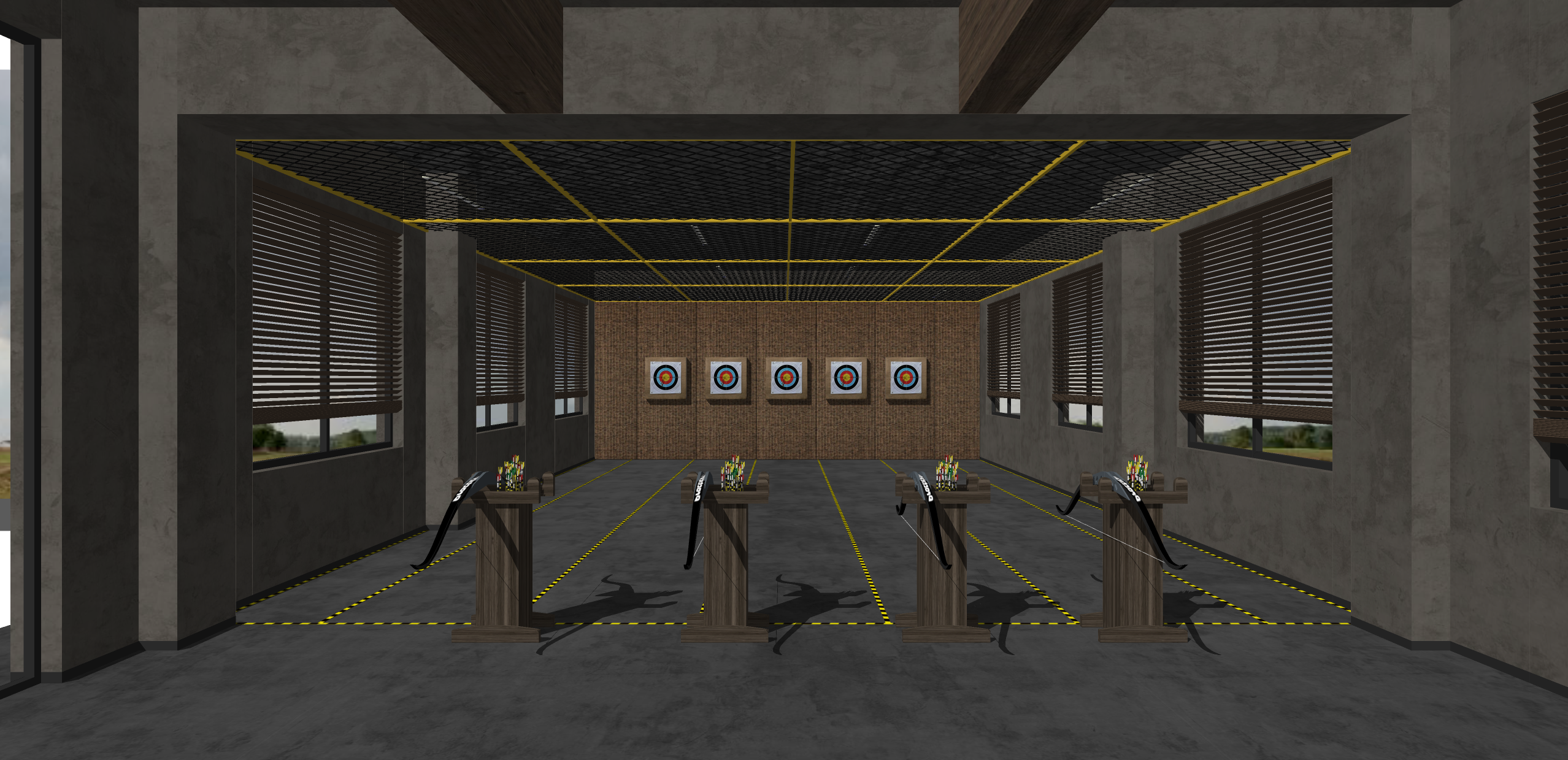  现代射击馆su模型下载 