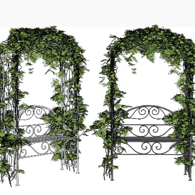  北欧铁艺花架户外椅su模型下载 