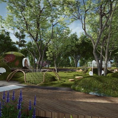  现代儿童游乐公园su下载模型 