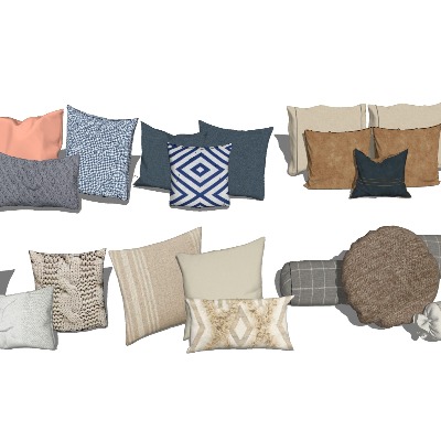  床品抱枕 方枕 软饰枕头su模型下载 