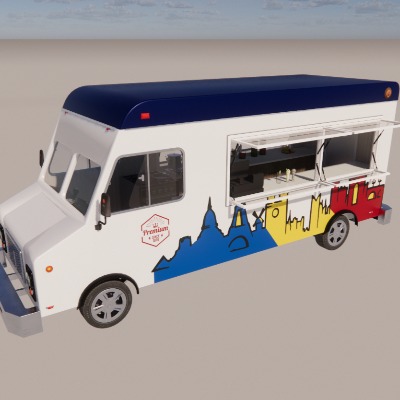  移动餐车su模型下载 