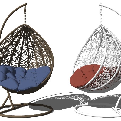 北欧藤编休闲吊椅su模型下载 