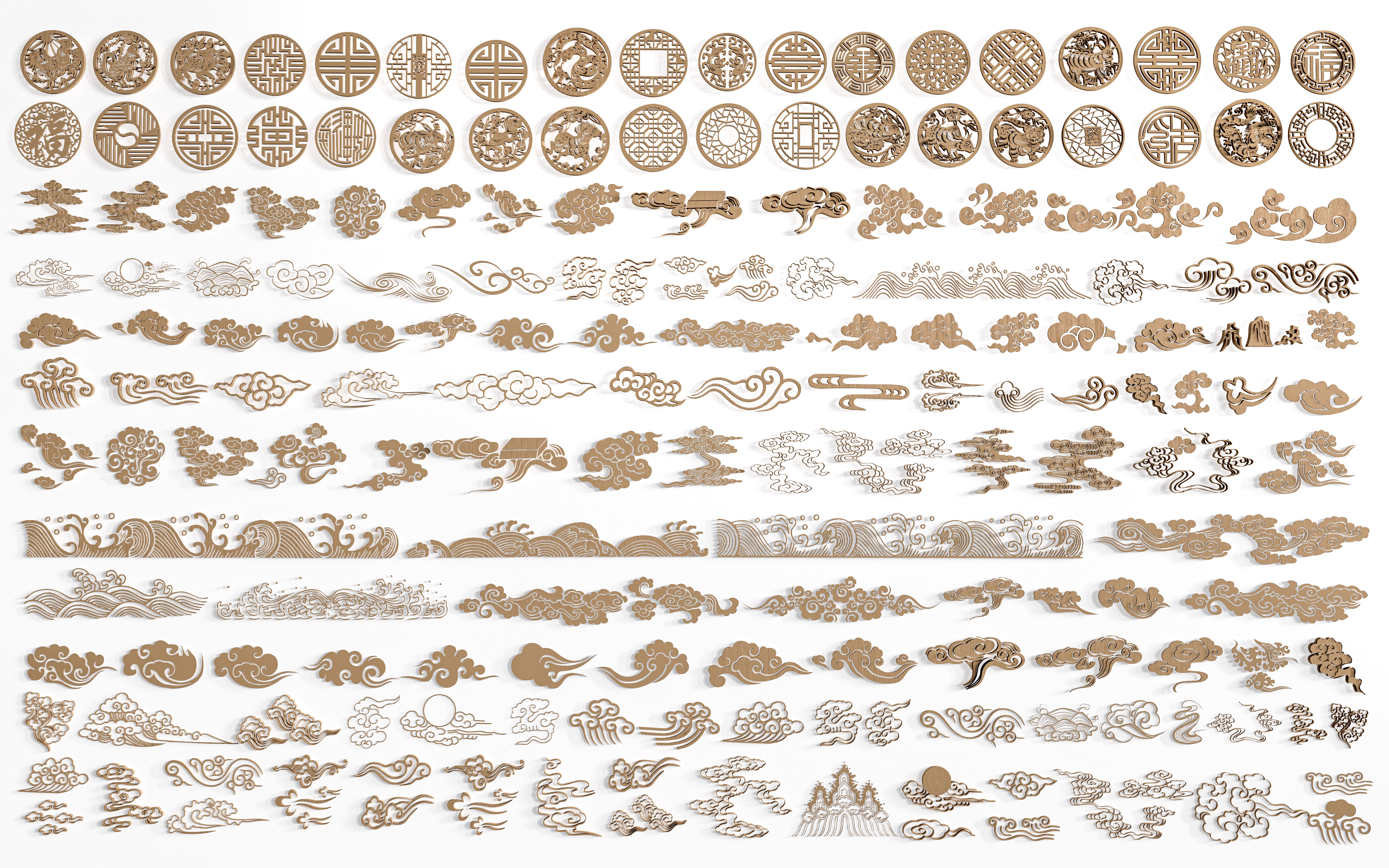  中式雕花纹样 中式图腾 窗户 窗花 花格窗su模型下载 
