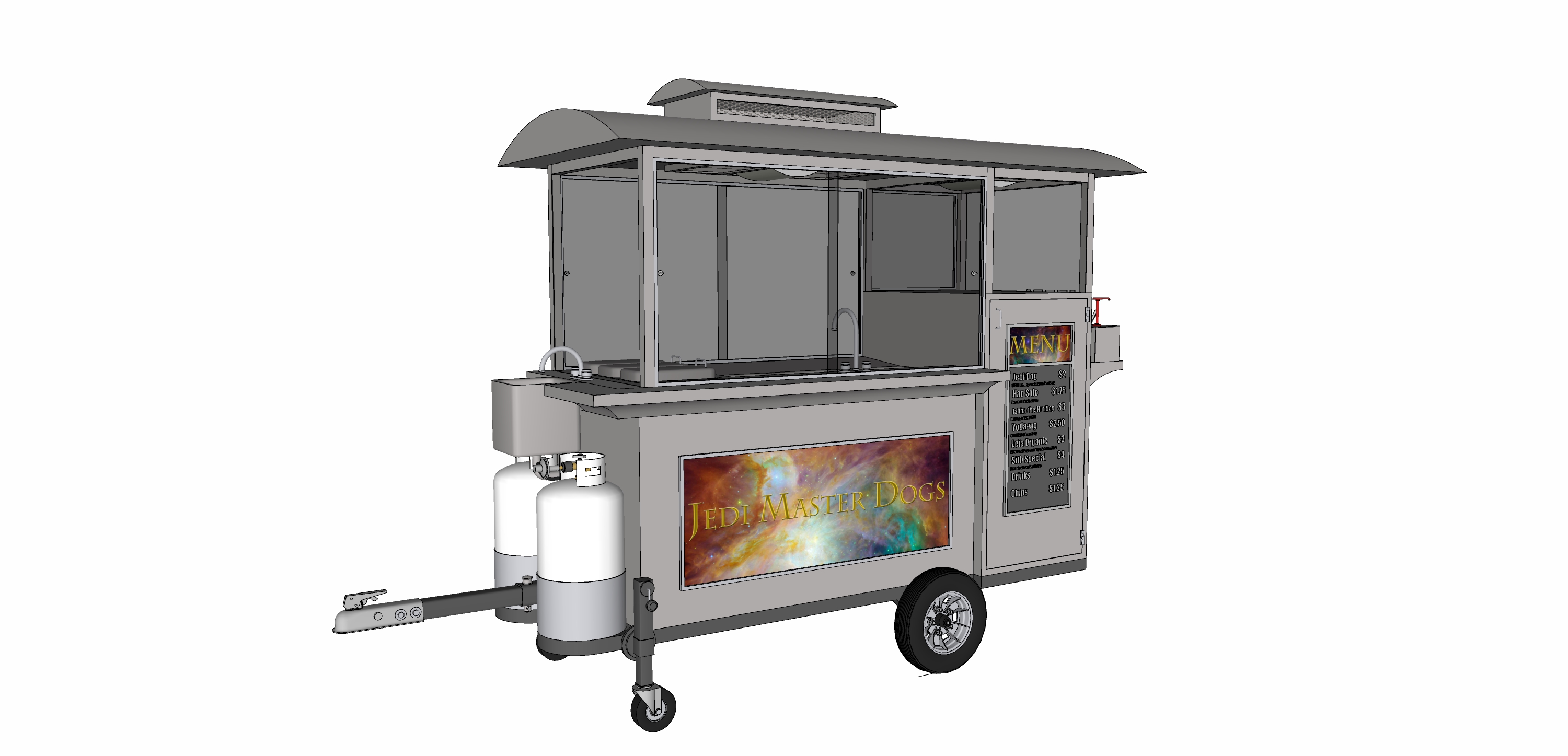  售卖车摊位su模型下载 