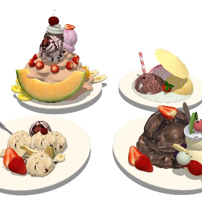  冰淇凌甜筒 甜品沙冰su模型下载 