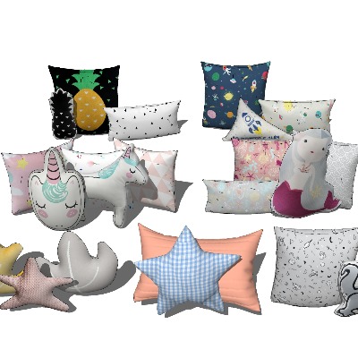  儿童枕头 抱枕方枕su模型下载 