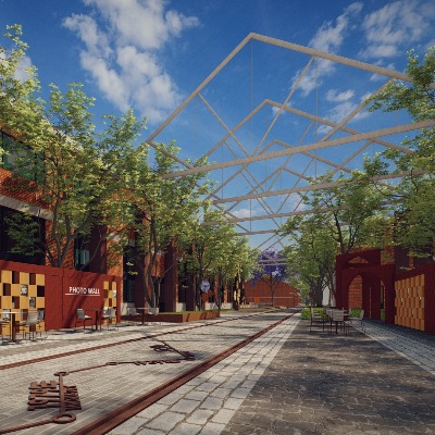  现代工业遗址 废弃工厂 厂房仓库改造 创意工业园区 文创公园 商业广场景观su模型下载 