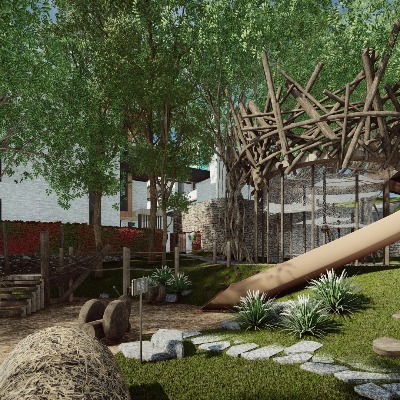  现代儿童游乐公园su下载模型 