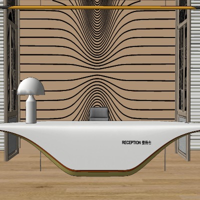  现代异形接待台su模型下载 