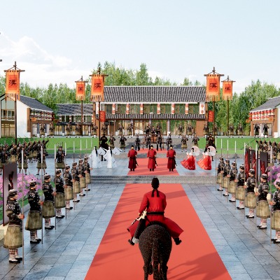  新中式入关仪式广场 出征送行 状元回府 祭祀仪式 古代战场 凯旋迎接su模型下载 