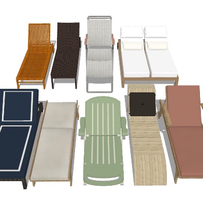  户外沙滩椅 躺椅su模型下载 