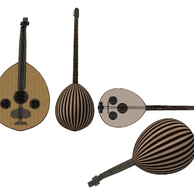  现代琵琶乐器su模型下载 