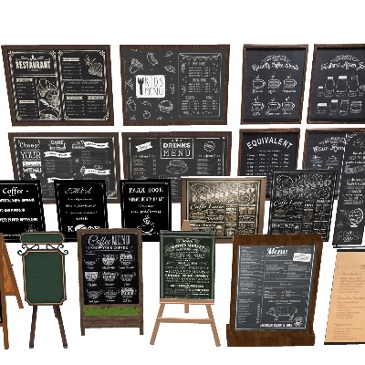  菜单黑板 点单木板su模型下载 