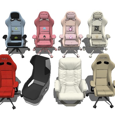  现代电竞椅 电脑椅 滑椅su模型下载 