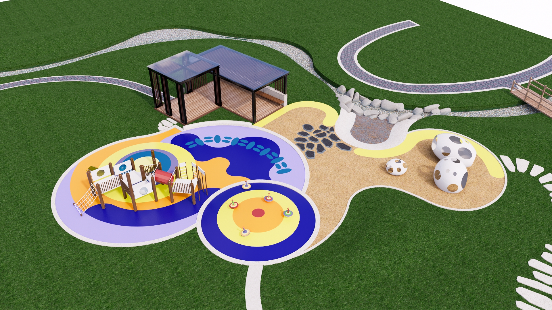  现代儿童游乐区su模型下载 
