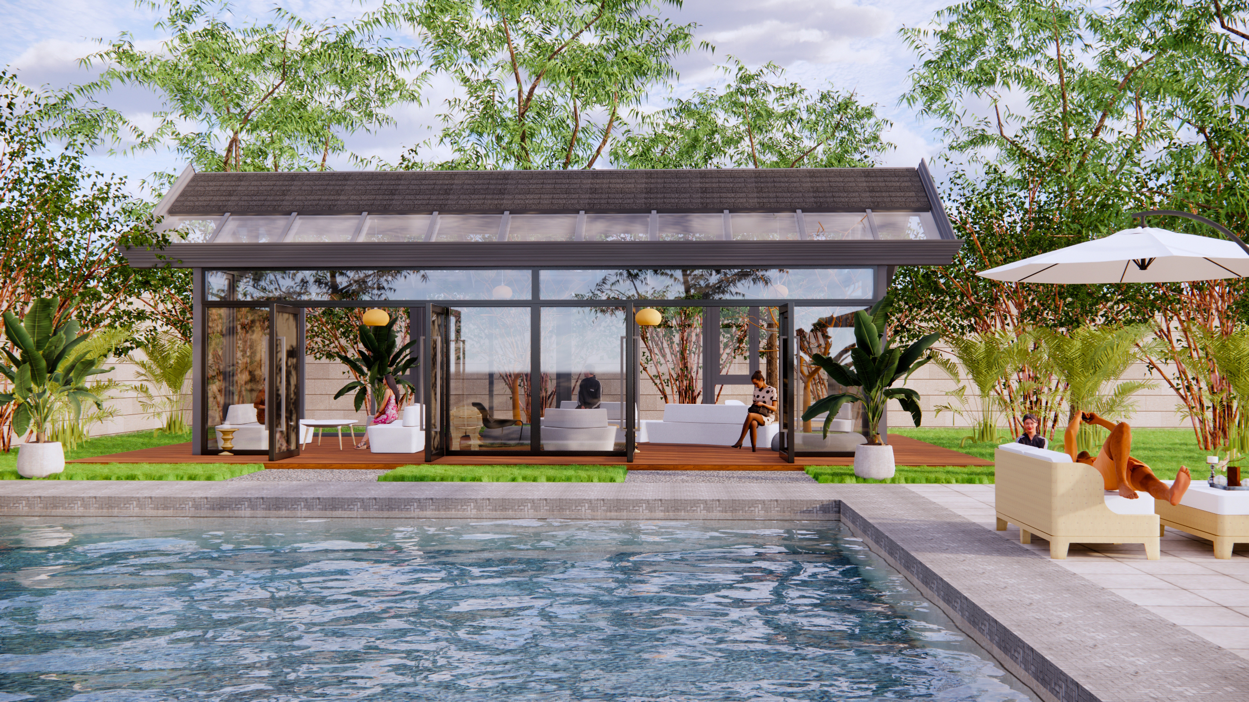  现代阳光餐厅su模型下载 