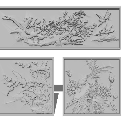  中式浮雕景墙 石雕 砖雕 壁刻画 雕花su模型下载 