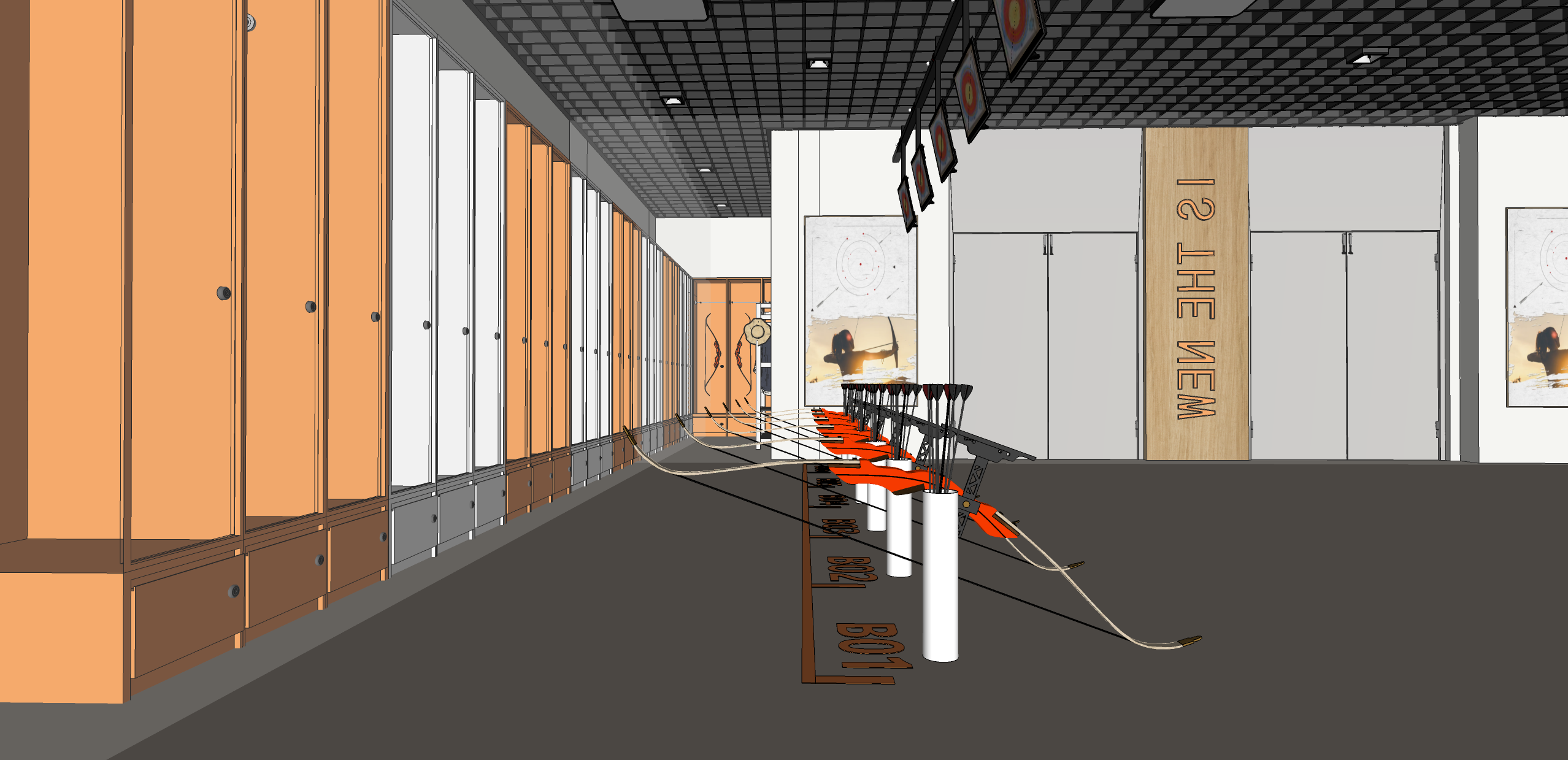  现代射击馆su模型下载 