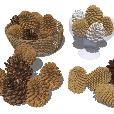  现代松果 摆件su模型下载 