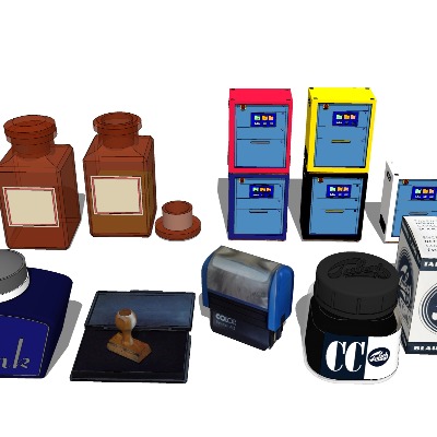  钢笔墨水 文具su模型下载 