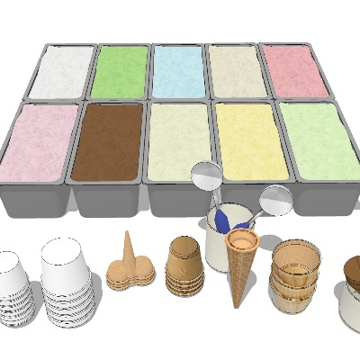  冰淇凌甜筒 雪糕沙冰su模型下载 