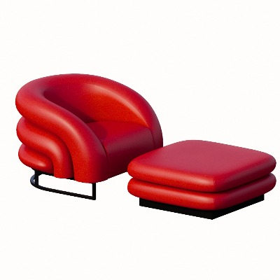  现代皮革休闲沙发su模型下载 