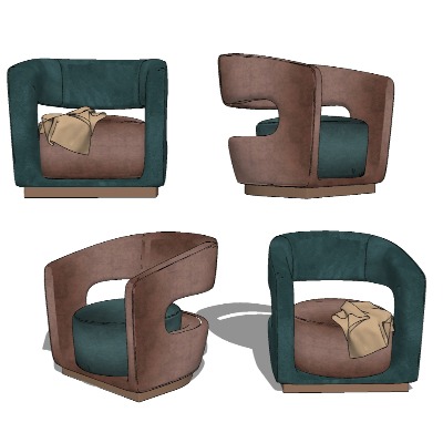  现代绒布休闲沙发su模型下载 