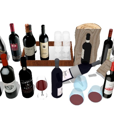  红酒 葡萄酒su模型下载 