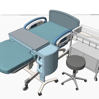  现代病床医疗器材su模型下载 