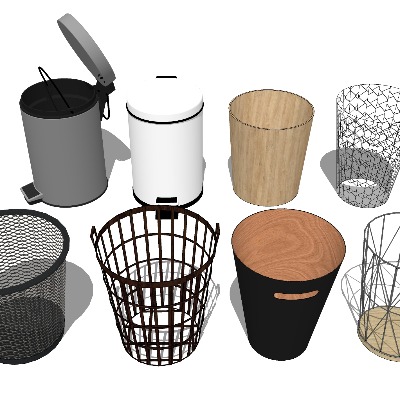  铁艺垃圾桶su模型下载 