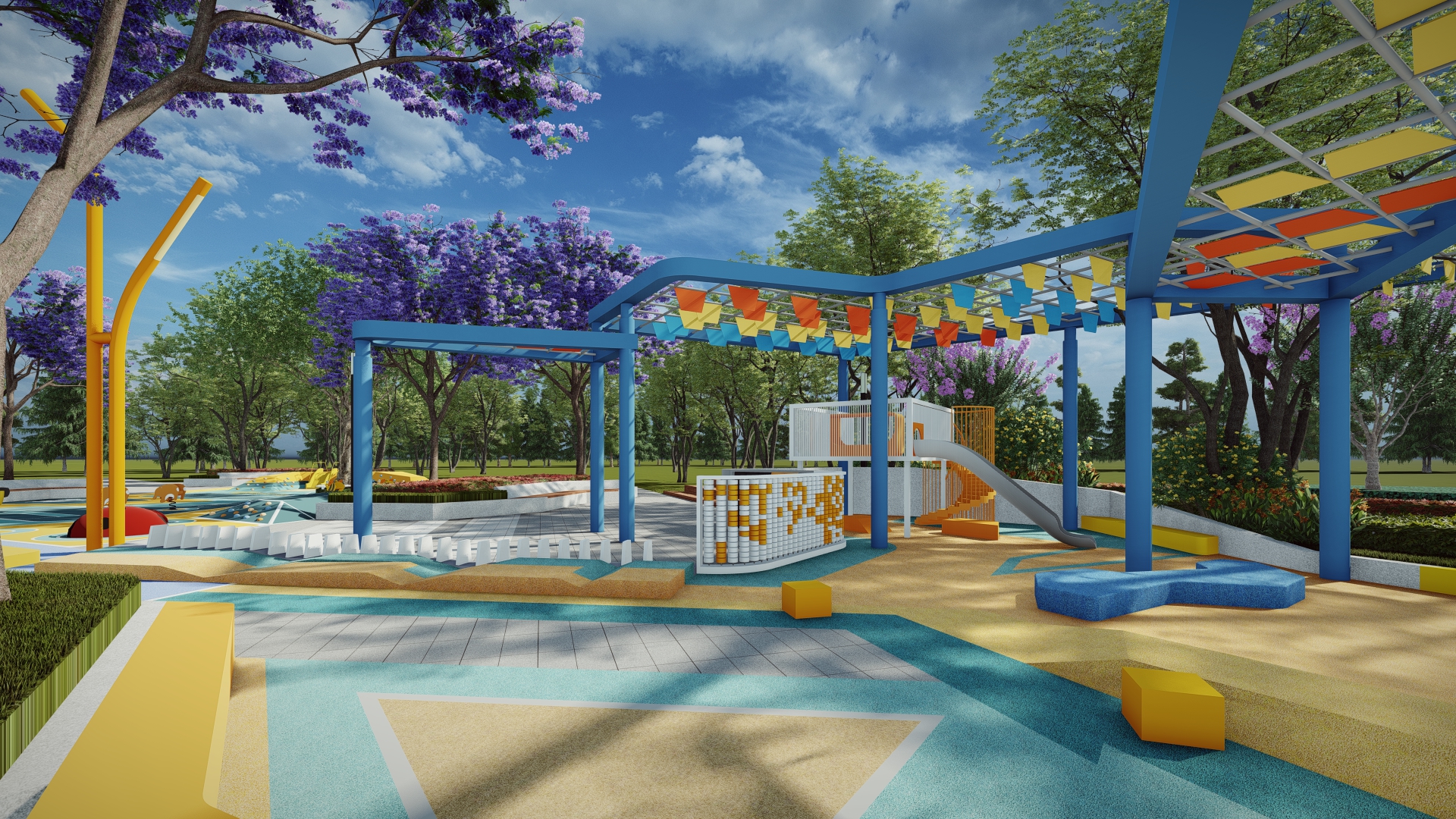  儿童游乐广场su模型下载 