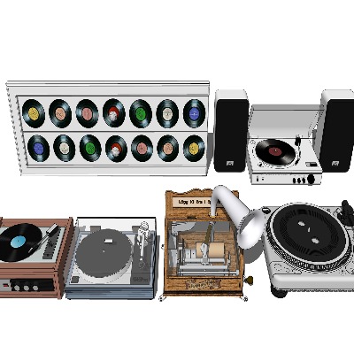  留声机 唱片机su模型下载 