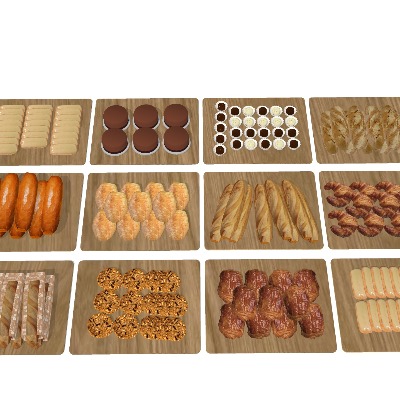  面包糕点 烘培甜点su模型下载 