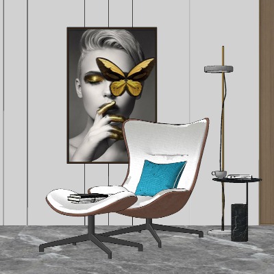  现代休闲躺椅su模型下载 