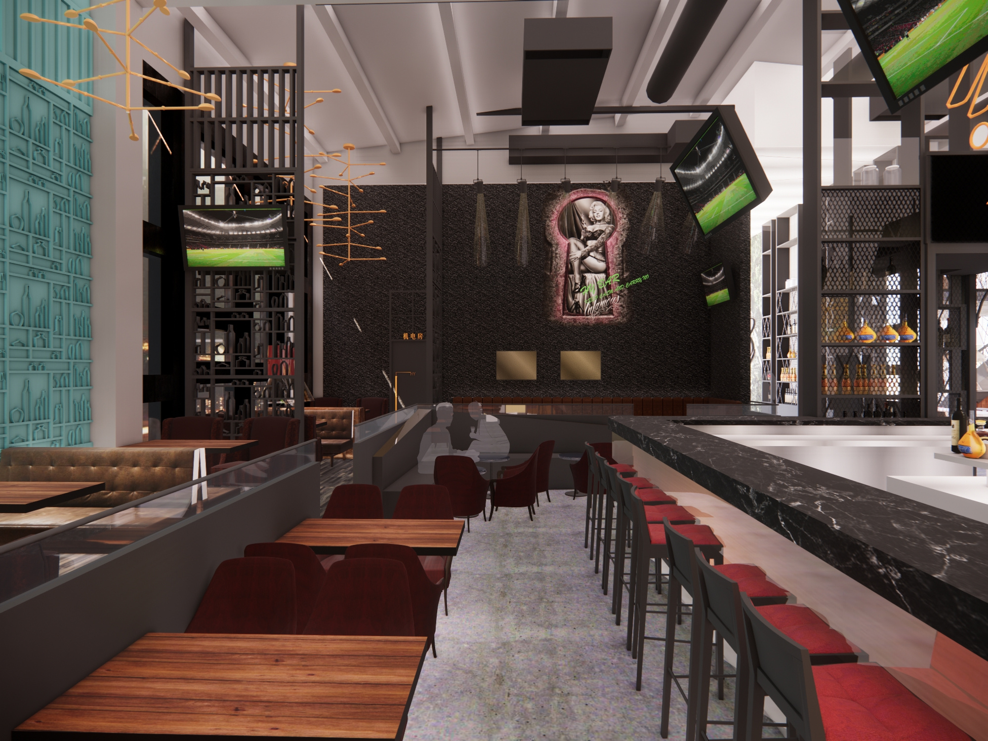  现代酒吧su模型下载 