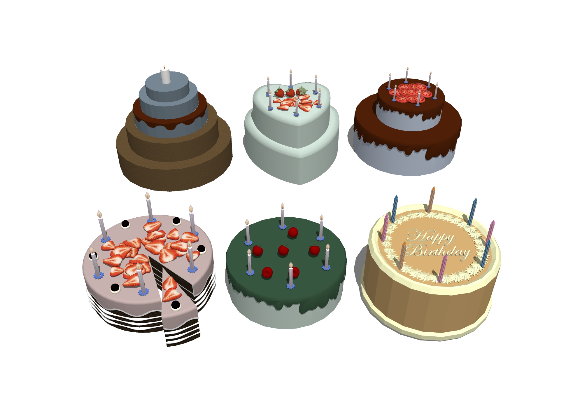  双层生日蛋糕 糕点甜品su模型下载 