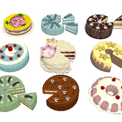  生日蛋糕 切块甜点 美食su模型下载 