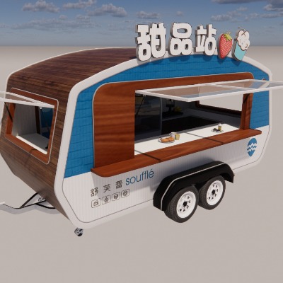  移动餐车su模型下载 