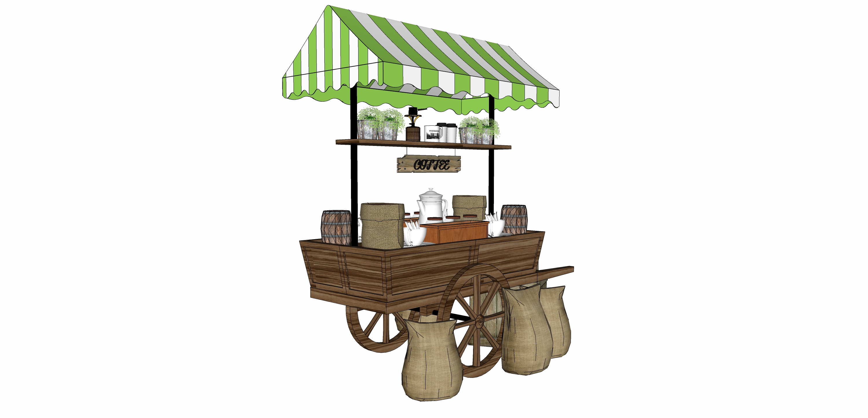  售卖车摊位su模型下载 