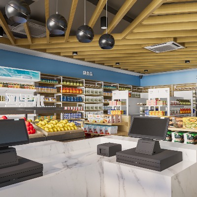  现代便利店su模型下载 
