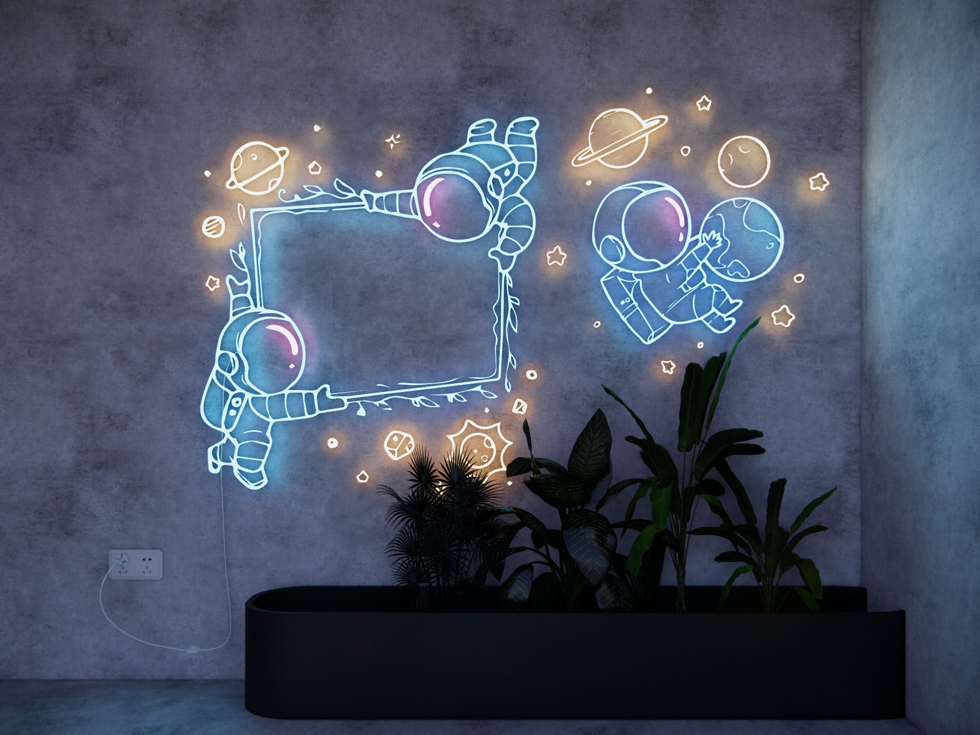  现代霓虹灯 装饰灯 墙饰 霓虹灯墙su模型下载 