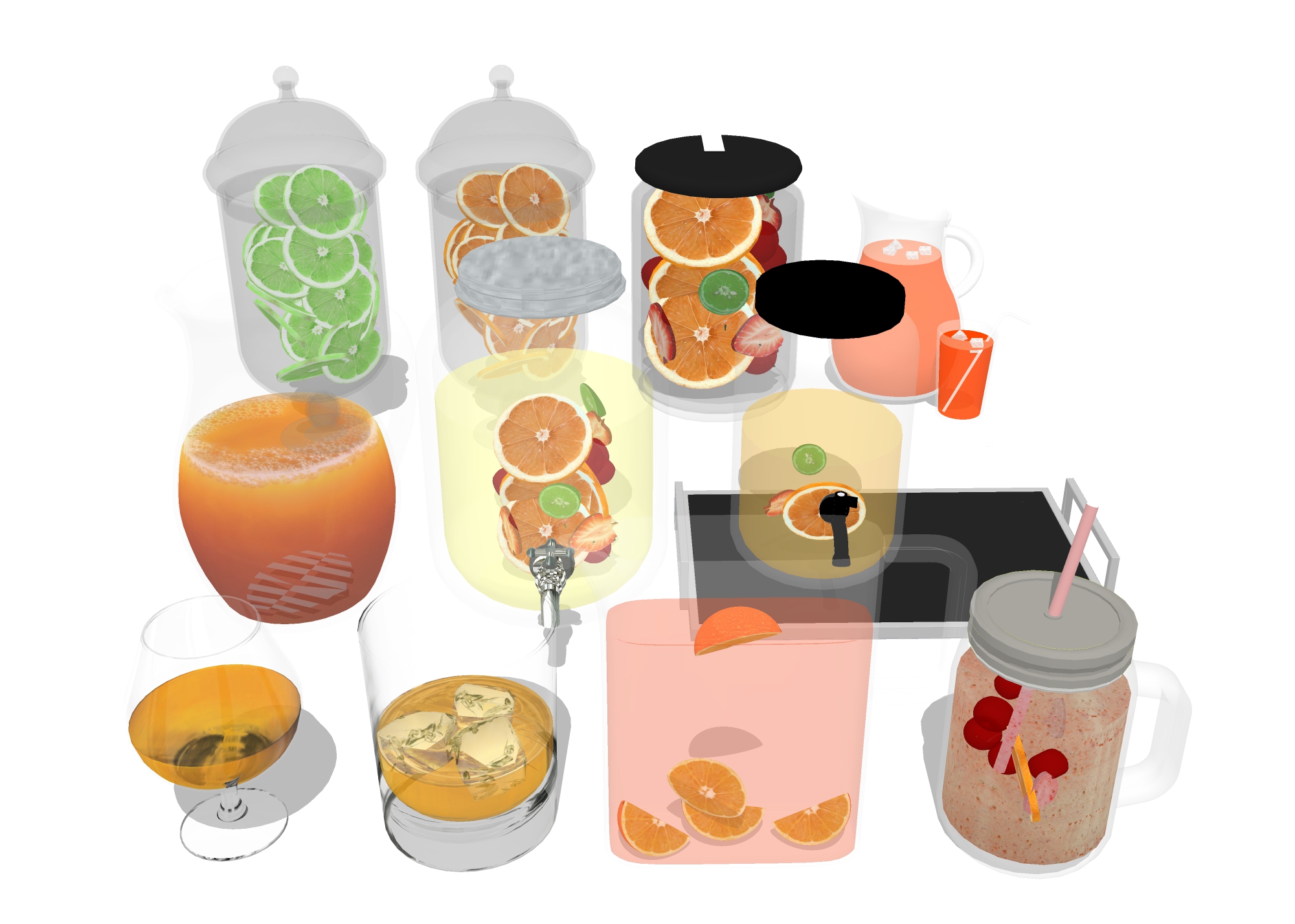  果汁冷饮 饮料水su模型下载 