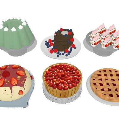  蛋糕布丁 烘培甜点su模型下载 