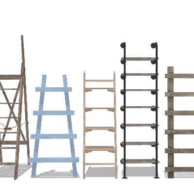  爬梯扶梯 施工木梯子su模型下载 