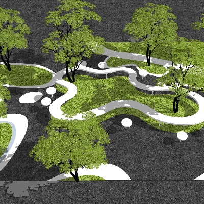  现代公园  异形座椅  景观座椅su模型下载 