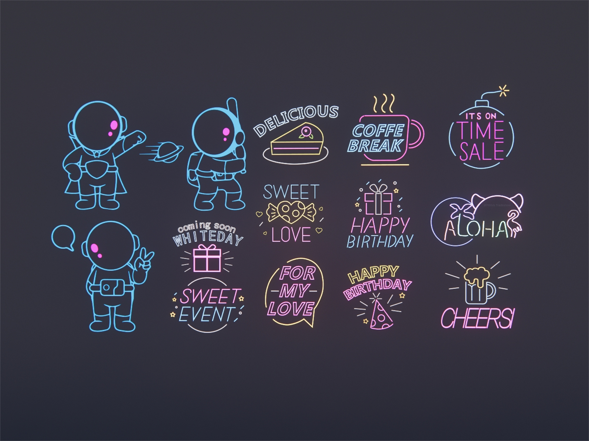  现代霓虹灯 装饰灯 墙饰 霓虹灯墙su模型下载 