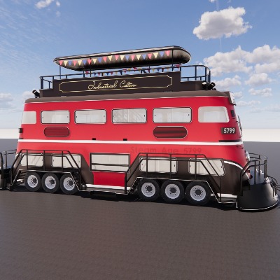  现代餐车流动摊位su模型下载 