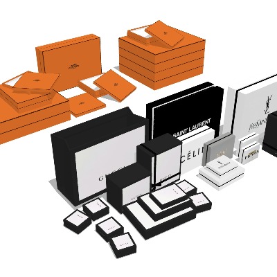  名牌包装盒 纸盒鞋盒su模型下载 