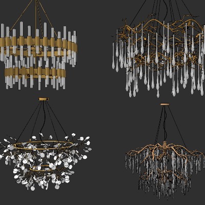  现代轻奢吊灯装饰灯su模型下载 