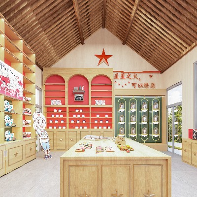  现代红色文化文创商店 纪念礼品店su模型下载 